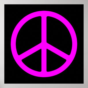 Poster Pink on Black Skinny Peace Symbole Art Imprimer