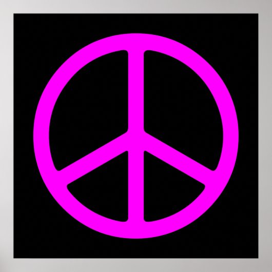 Poster Pink on Black Skinny Peace Symbole Art Imprimer (Devant)