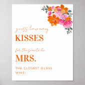 Poster Pink & Orange Combien de baisers Fête des mariées  (Devant)