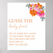 Poster Pink Orange Floral Guess the Baby Food Shower Jeu (Devant)