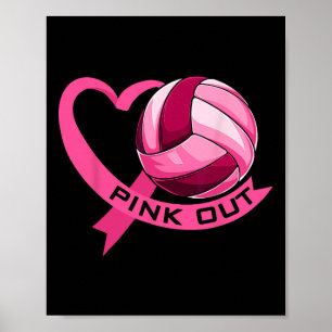 Poster Pink Out Cancer Du Sein Pink Ribbon Coeur Et Volle