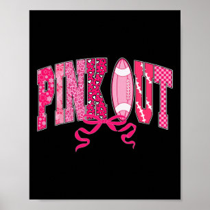Poster Pink Out Football Pink Ribbon Bow Cancer du sein A