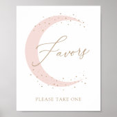 Poster Pink Over the Moon Baby shower Favors Signe (Devant)