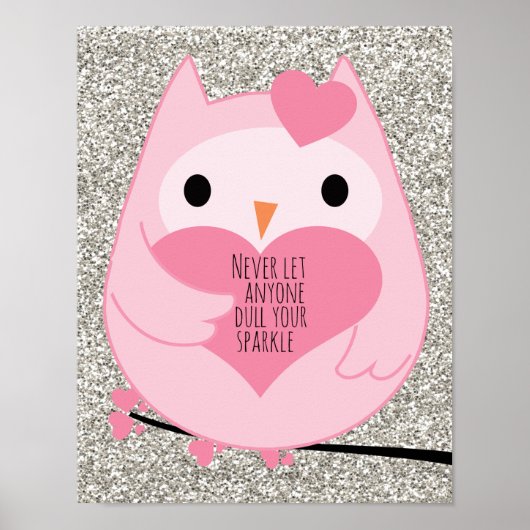 Poster Pink Owl Sparkle Quote (Devant)