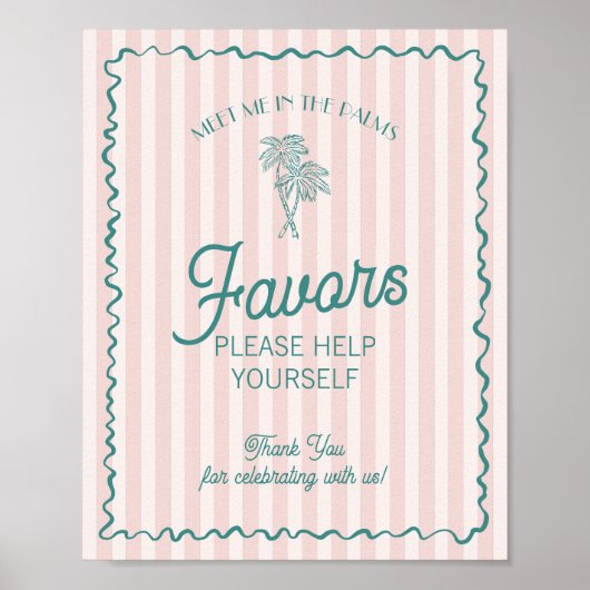Poster Pink Palm Springs Pastel Beach Faveurs (Devant)