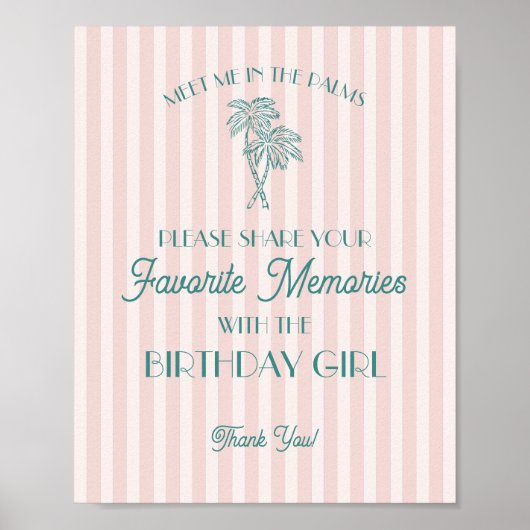 Poster Pink Palm Springs Souvenirs favoris avec anniversa (Devant)