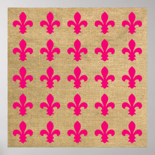 Poster Pink Paris Moods Fleur de Lys Motif