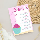 Poster Pink Party Cupcake Sweet Snacks Menu
