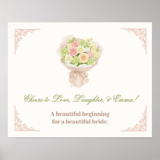 Poster pink pastel bouquet Elegant