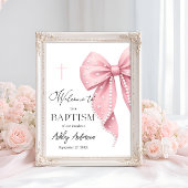 Poster Pink Pearl Bow Baptism Welcome 