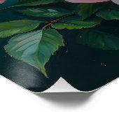 Poster Pink Peonies Artwork on Emerald Green (Coin)