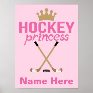Poster Pink Personnalisé Filles Hockey Princesse Nom