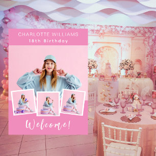 Poster Pink photo collage anniversaire fête bienvenue