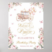Poster Pink Princess Carriage Anniversaire Bienvenue (Devant)