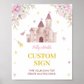 Poster Pink Princess Crown Anniversaire de la table perso (Devant)