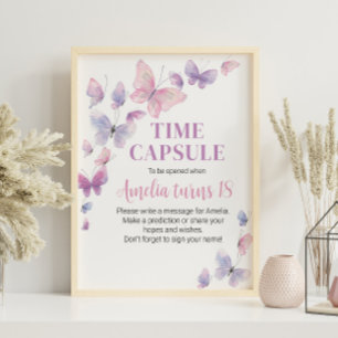 Poster Pink Purple Anniversaire Heure Capsule signe