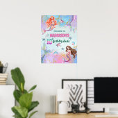 Poster Pink Purple Glitter Mermaids 10th Birthday Welcome (Bureau à domicile)