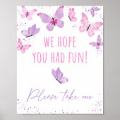 Poster Pink Purple Papillon Anniversaire Favoriser Signal (Devant)