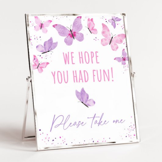 Poster Pink Purple Papillon Anniversaire Favoriser Signal