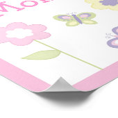 Poster Pink Purple Papillon Nursery Mur Art Nom Imprimer (Coin)