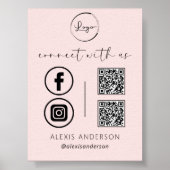 Poster Pink QR Connect Us Business Logo Médias sociaux (Devant)