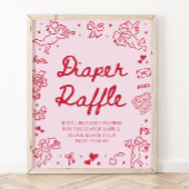 Poster Pink Red Valentine Baby Shower Diaper Raffle Game