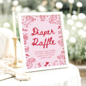 Poster Pink Red Valentine Baby Shower Diaper Raffle Game