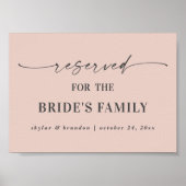 Poster Pink réservé pour le Mariage de famille de la mari (Devant)