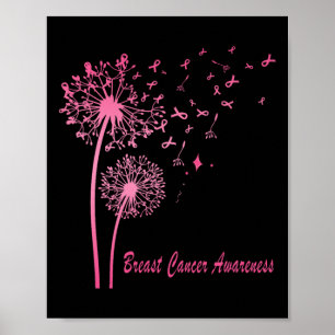 Poster Pink Ribbon Dandelion Sensibilisation au cancer du