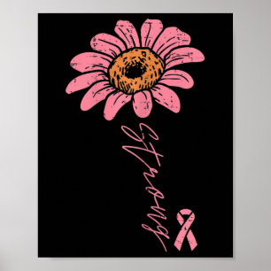 Poster Pink Ribbon Tournesol Strong Cancer du sein