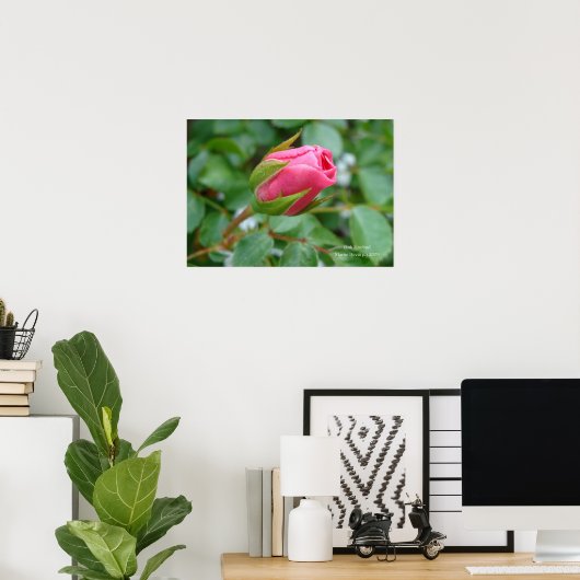 Poster Pink Rose Bud Print - Sélectionnez Votre Cadre (Bureau à domicile)