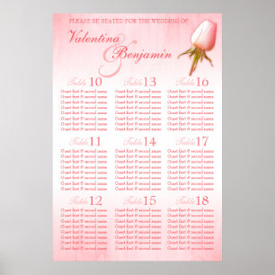 Poster Pink Rose Custom Wedding Seating Table Plan 10-18