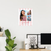 Poster Pink Rose Gold Graduation 3 Parties scintillant ph (Bureau à domicile)