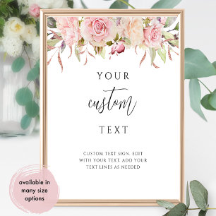 Poster Pink, Rose or Floral Texte Personnalisé Signal Mar