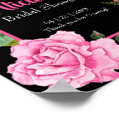 Poster Pink Roses on Black Bridal Shower Welcome (Coin)