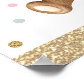 Poster Pink Sage Green Teddy Bear Balloon Bienvenue bébé (Coin)