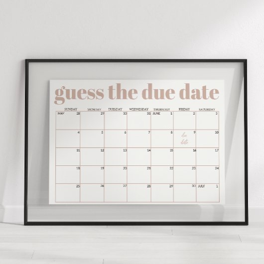 Poster Pink Sandstone Typography Baby Shower Guess Date