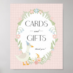Poster Pink Silly Goose Floral En vichy cartes et cadeaux