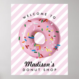 Poster Pink Sprinkle Donut Birthday Welcome Sign