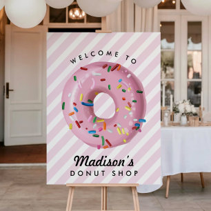 Poster Pink Sprinkle Donut Birthday Welcome Sign