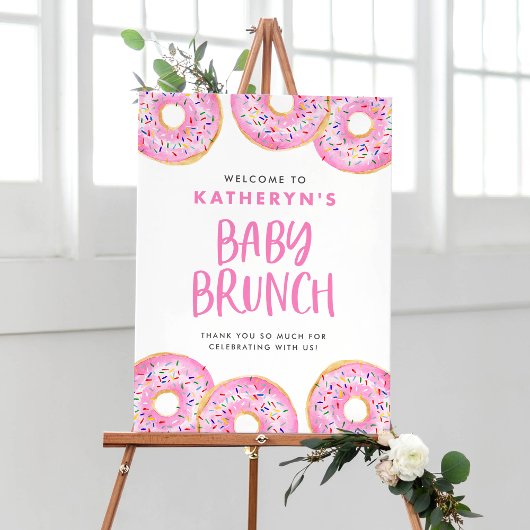 Poster Pink Sprinkle Donuts Baby Brunch Bienvenue