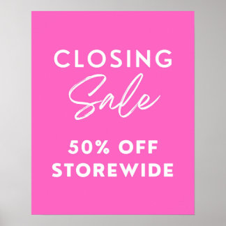 Poster Pink Store Fermer Vente Signal, 50% De Promo