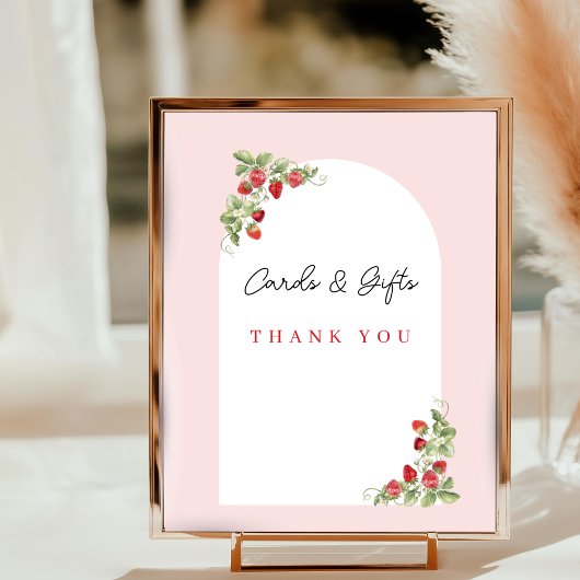 Poster Pink Strawberry Baby Shower Tabletop Sign