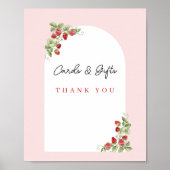 Poster Pink Strawberry Baby Shower Tabletop Sign (Devant)