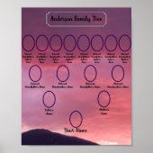 Poster Pink Sunset Sky Over Mountain Oval Ancestor Photos (Devant)