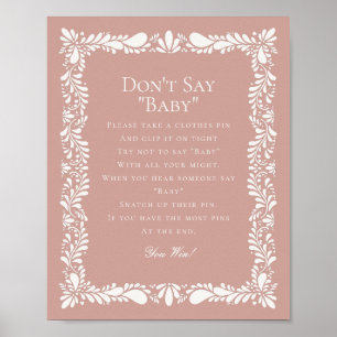 Poster Pink Talavera Tile Dont Dire Baby shower Jeu