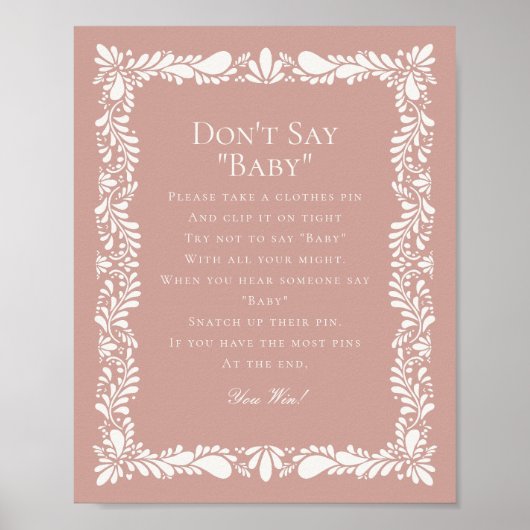 Poster Pink Talavera Tile Dont Dire Baby shower Jeu (Devant)