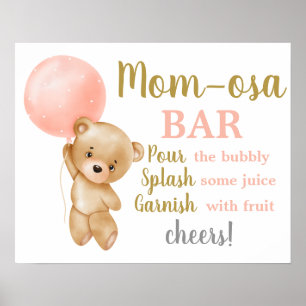 Poster Pink Teddy Bear Momosa Bar Symbole fille