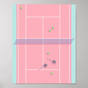 Poster Pink Tennis Court Preppy Joueur de tennis moderne