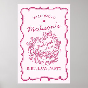 Poster Pink That Girl Coquette gâteau d'anniversaire Bien